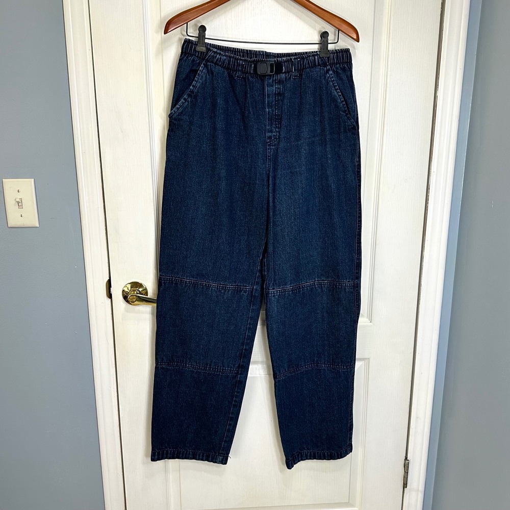 Lands' End Women Blue Denim Elastic Waist Belted Pants 20H Plus Medium Wash - Picture 10 of 10